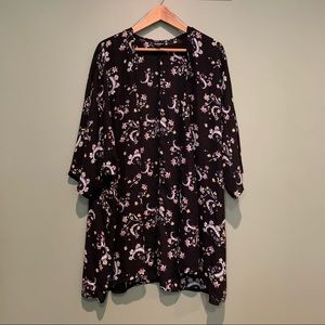 a.n.a Botanical Print Kimono-Style Shawl 2X